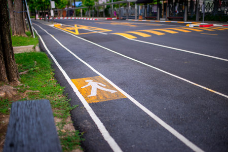 Pedestrian sign on the road in public park .の写真素材