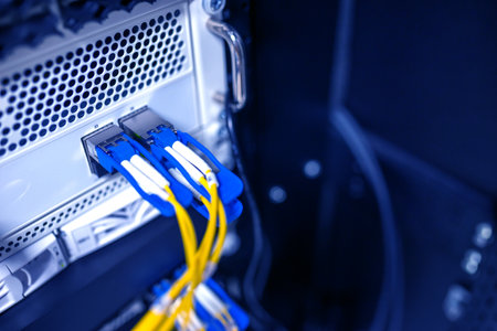 centralized connection to server and router/gateway for users to access various information systemsの写真素材