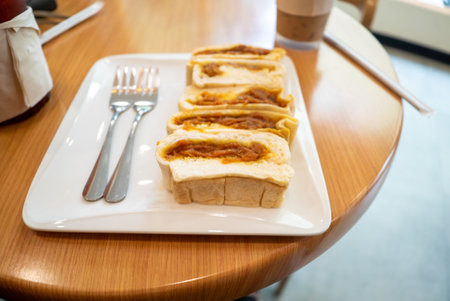 Shredded pork bread salad dressing  .の写真素材