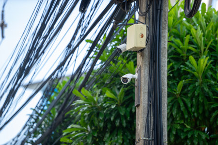 A stock photo of a CCTV (Closed Circuit Television) typically features an image or illustration related to surveillance, security, or monitoring systems. This type of image could includeの写真素材