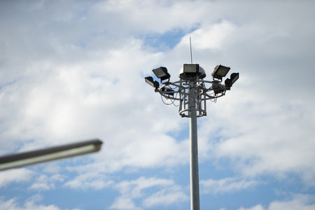Spotlights In general, spotlights have a duty to illuminate a wide area, can be rotated to allow the light to shine in the direction that the user wants to focus on the desired point.の写真素材