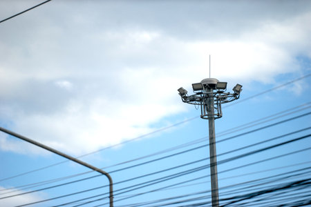 Spotlights In general, spotlights have a duty to illuminate a wide area, can be rotated to allow the light to shine in the direction that the user wants to focus on the desired point.の写真素材