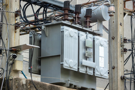 electrical transformer is a vital component in electrical distribution systems that is used to transfer electrical energyの写真素材