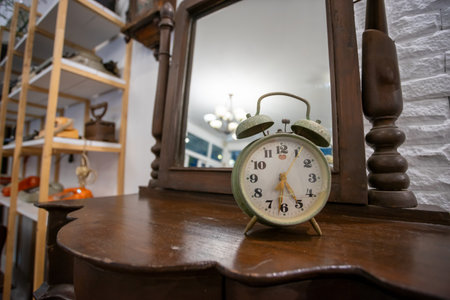 An vintage alarm clock that still works well.の写真素材
