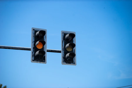 Traffic red light stop signal .