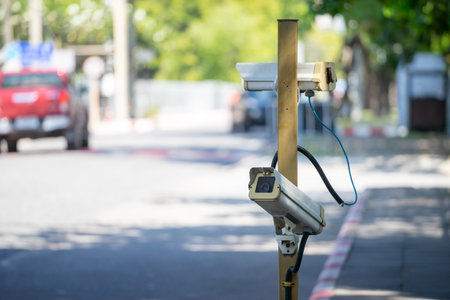 A stock photo of a CCTV (Closed Circuit Television) typically features an image or illustration...
