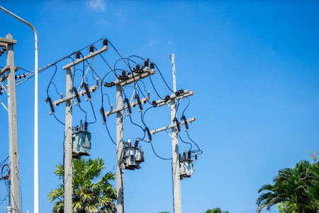 electrical transformer is a vital component in electrical distribution systems that is used to transfer electrical energyの写真素材