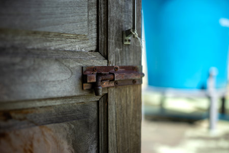 The door latch looks old and interesting.の写真素材