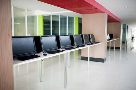 Computer Lab in technology center areaの写真素材