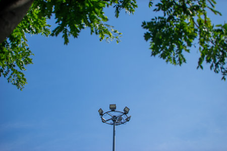 Spotlights In general, spotlights have a duty to illuminate a wide area, can be rotated to allow the light to shine in the direction that the user wants to focus on the desired point.の写真素材