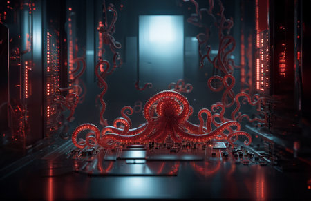 Monster  virus attack server computer circuit board .の素材