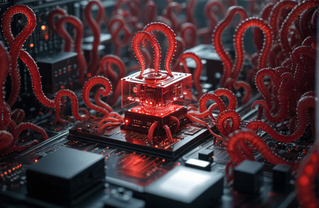 Monster  virus attack server computer circuit board .の素材