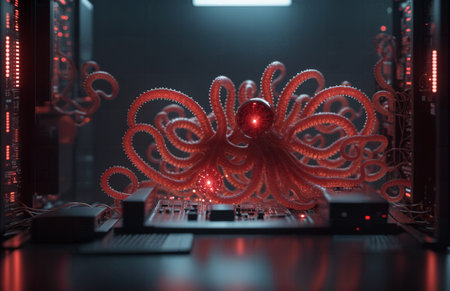 Monster  virus attack server computer circuit board .の素材