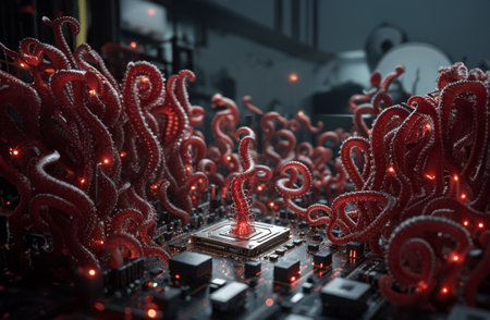 Monster  virus attack server computer circuit board .の素材