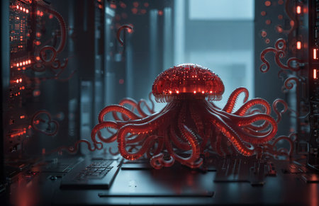 Monster  virus attack server computer circuit board .の素材