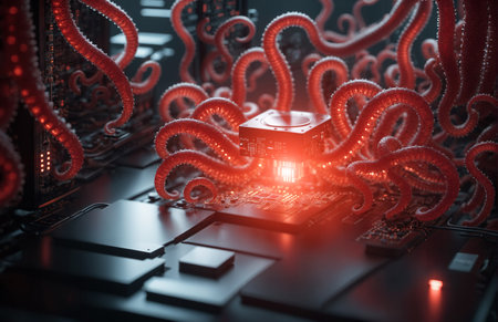Monster  virus attack server computer circuit board .の素材