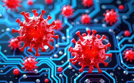 Monster  virus attack server computer circuit board .の素材