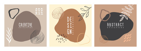 Organic collage hand drawn scandinavian abstract botanical muted color backgrounds. Memphis creative...