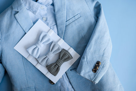 Men's handmade bows close-up top view.の写真素材