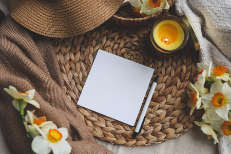 A blank sheet of paper with a place for your congratulations, candles and flowers.