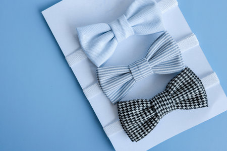 Men's handmade bows close-up top view.の写真素材