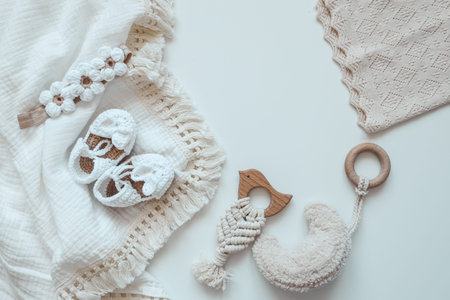 A set of things for a newborn top view.