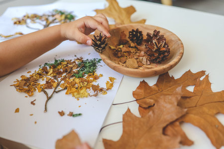 Children's creative activities, autumn idea.