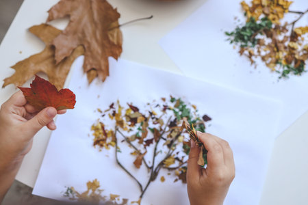 Children's creative activities, autumn idea.