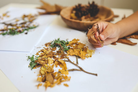 Children's creative activities, autumn idea.