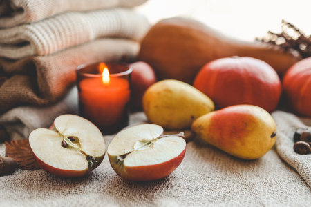 Beautiful autumn still life in the home interior.の写真素材