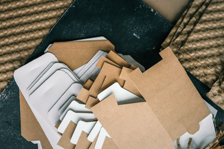 Product boxes and craft paper filling.