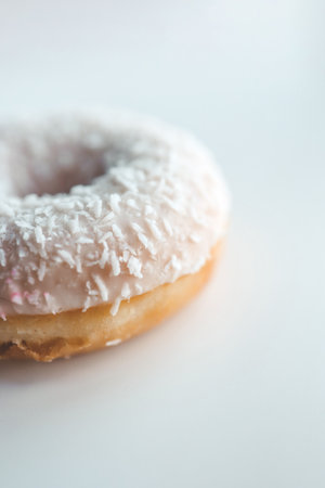 White sweet donut on a white background.の写真素材