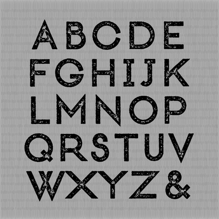 Trendy letterpress font. All caps. high quality design element.のイラスト素材