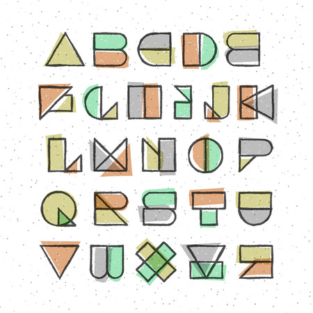 geometric offset printing style font. High quality design element.のイラスト素材