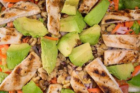 Grilled Chicken and Avocado Salad Closeupの写真素材