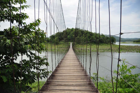 Bridge of rope in Petchburiの写真素材