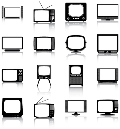 16 icons of retro and modern televisions  のイラスト素材