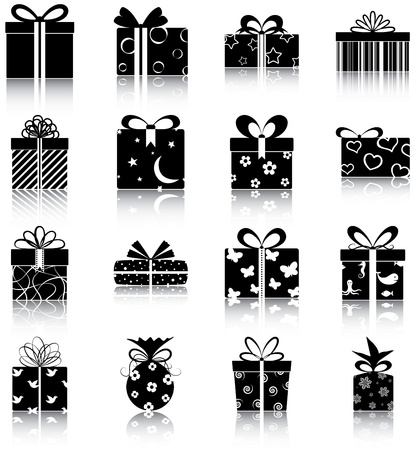 16 icons of gift boxes のイラスト素材