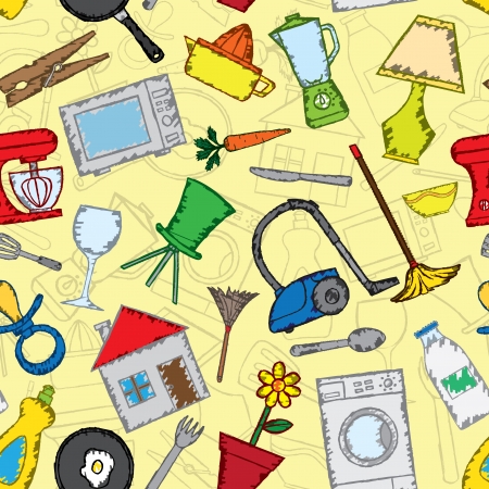Home stuff seamless patternのイラスト素材