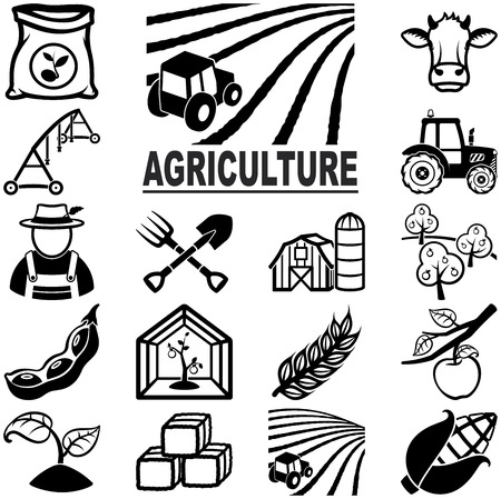 Agriculture related vector iconsのイラスト素材