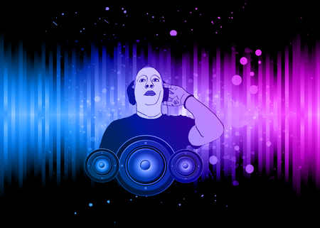 Disco club flayer with colorful elements. Ideal for poster and music background.のイラスト素材