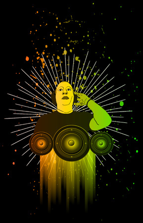 Disco club flayer with colorful elements. Ideal for poster and music background.のイラスト素材