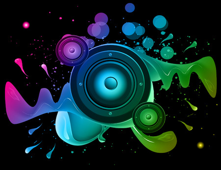 Disco club flayer with colorful elements. Ideal for poster and music background.のイラスト素材