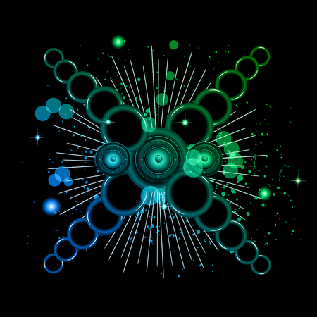 Disco club flayer with colorful elements. Ideal for poster and music background.のイラスト素材