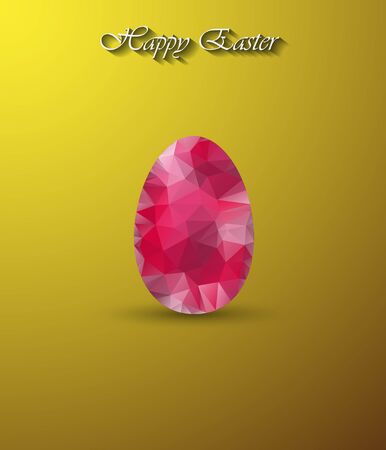 Happy Easter background. Red Crystal egg in yellow backgroundのイラスト素材