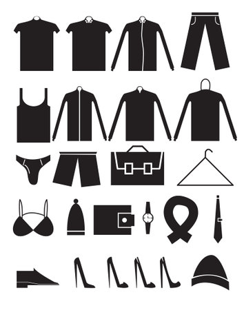 Clothes icons set on a white background.のイラスト素材