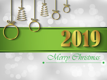 2019 Merry Christmas seasonal background for your invitations, festive posters, greetings cards.のイラスト素材