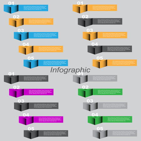 Collection infographics with steps and options, banner  for  business design and website template.のイラスト素材