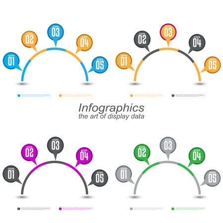 Collection infographics with steps and options, banner  for  business design and website template.のイラスト素材