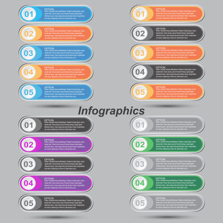 Collection infographics with steps and options, banner  for  business design and website template.のイラスト素材